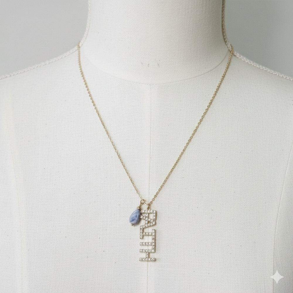 Panacea 18" Necklace FAITH Pave Cubic Zirconia Blue Sodalite Gold Plat Nordstrom